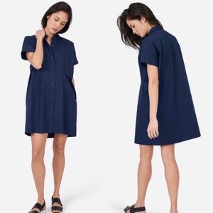 Everlane Cotton Poplin Square Shirt Dress Navy